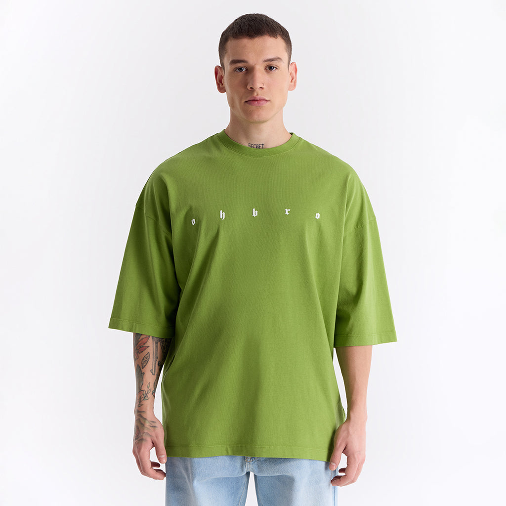 Keskin Yeşil Uzun Logo Super Oversize Tişört