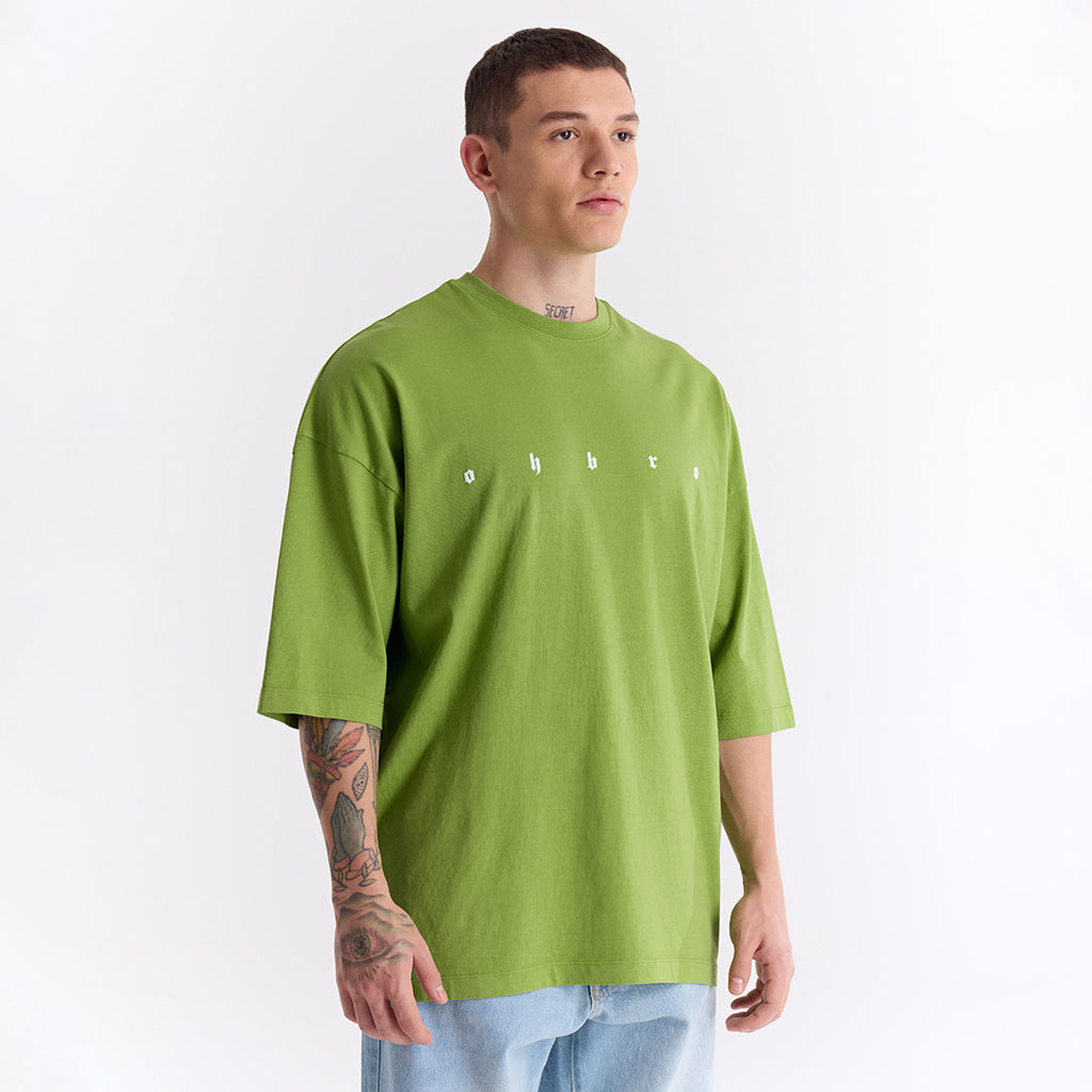 Keskin Yeşil Uzun Logo Super Oversize Tişört