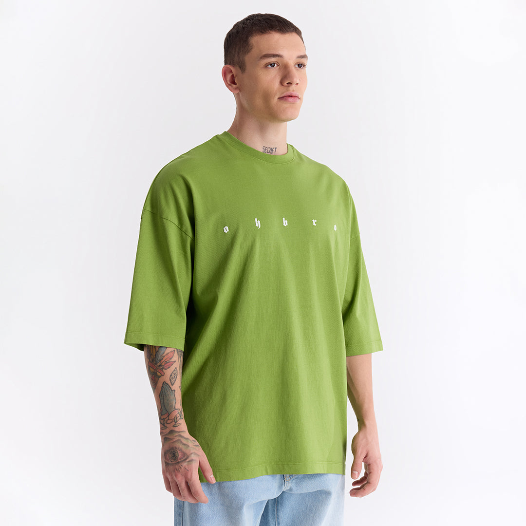 Keskin Yeşil Uzun Logo Super Oversize Tişört