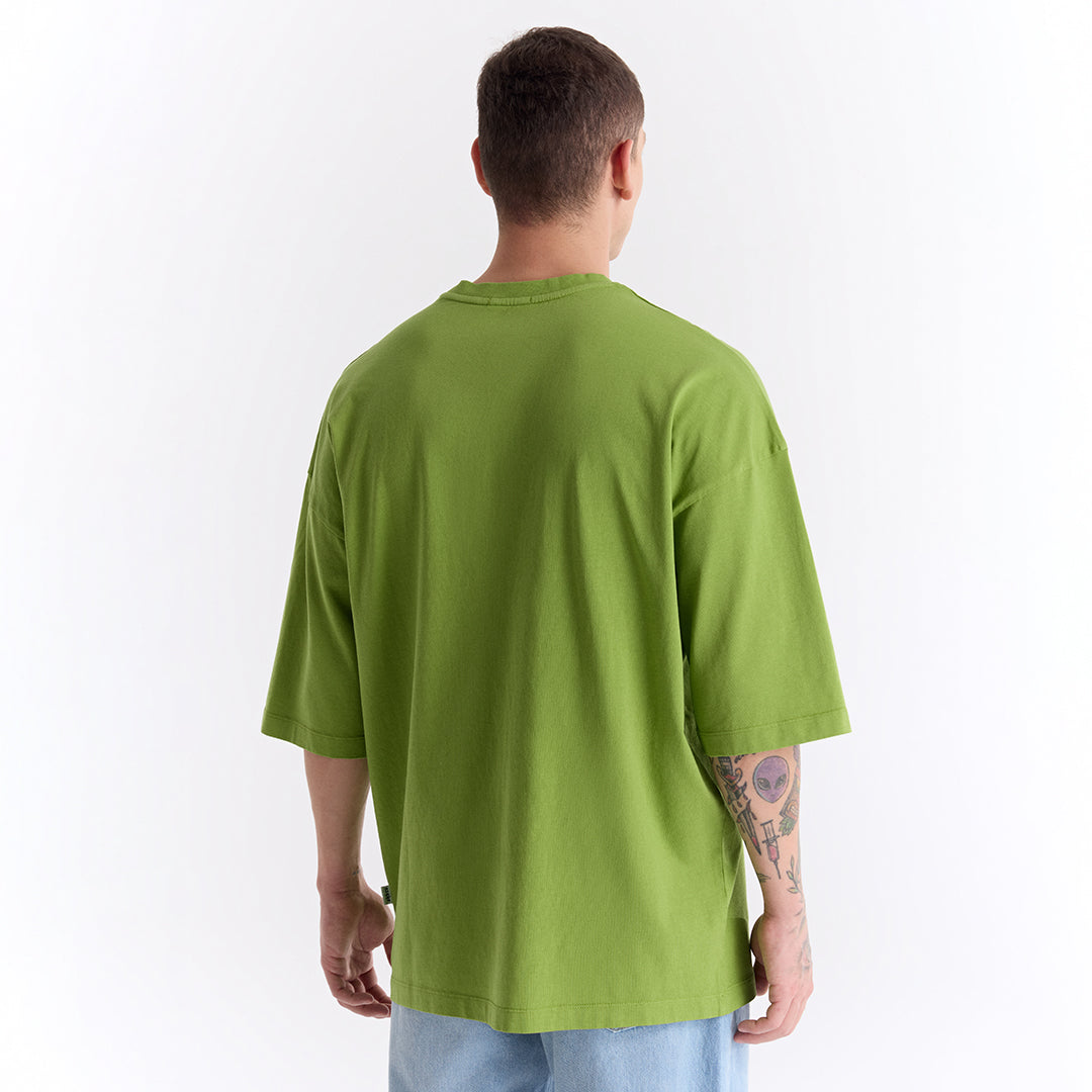 Keskin Yeşil Uzun Logo Super Oversize Tişört