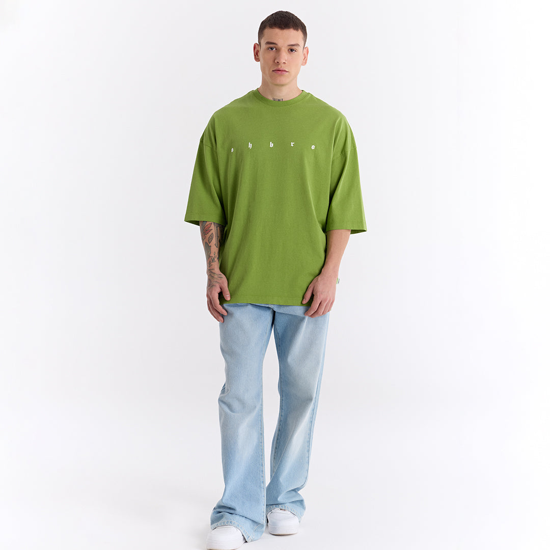 Keskin Yeşil Uzun Logo Super Oversize Tişört