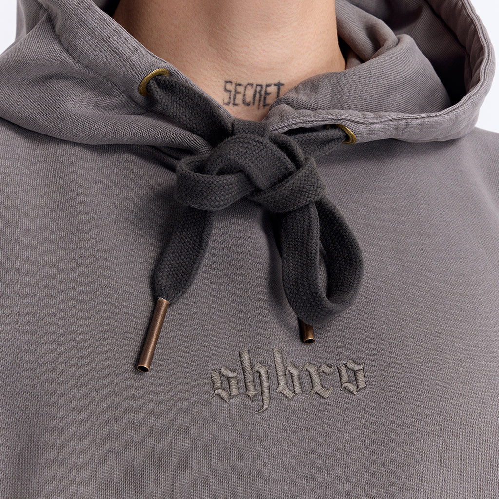 Gri Yıkamalı Kapüşonlu Oversize Cep Detaylı Sweatshirt