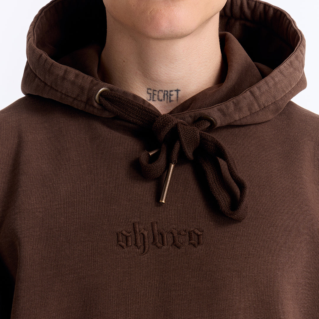 Kahverengi Yıkamalı Kapüşonlu Oversize Cep Detaylı Sweatshirt