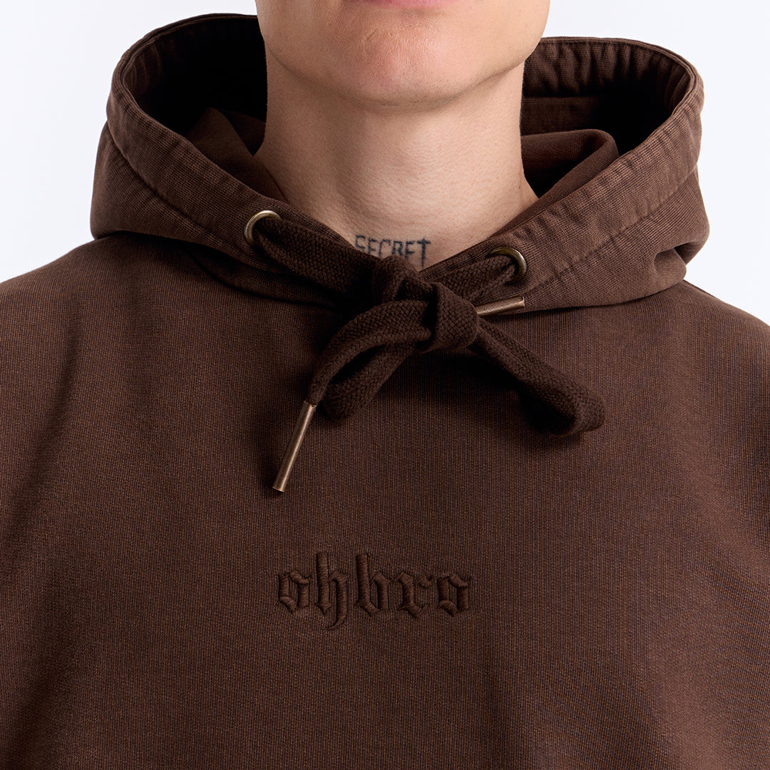 Kahverengi Yıkamalı Kapüşonlu Oversize Sweatshirt