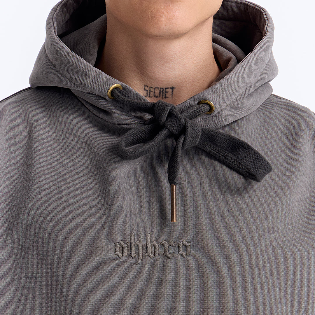 Gri Yıkamalı Kapüşonlu Oversize Sweatshirt