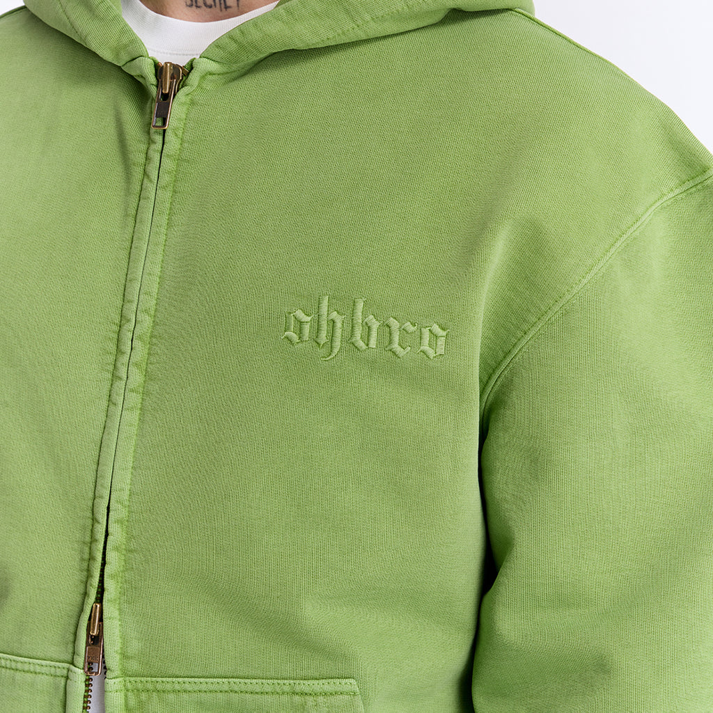 Sun Fade Yeşil Kapüşonlu Fermuarlı Boxy Fit Sweatshirt