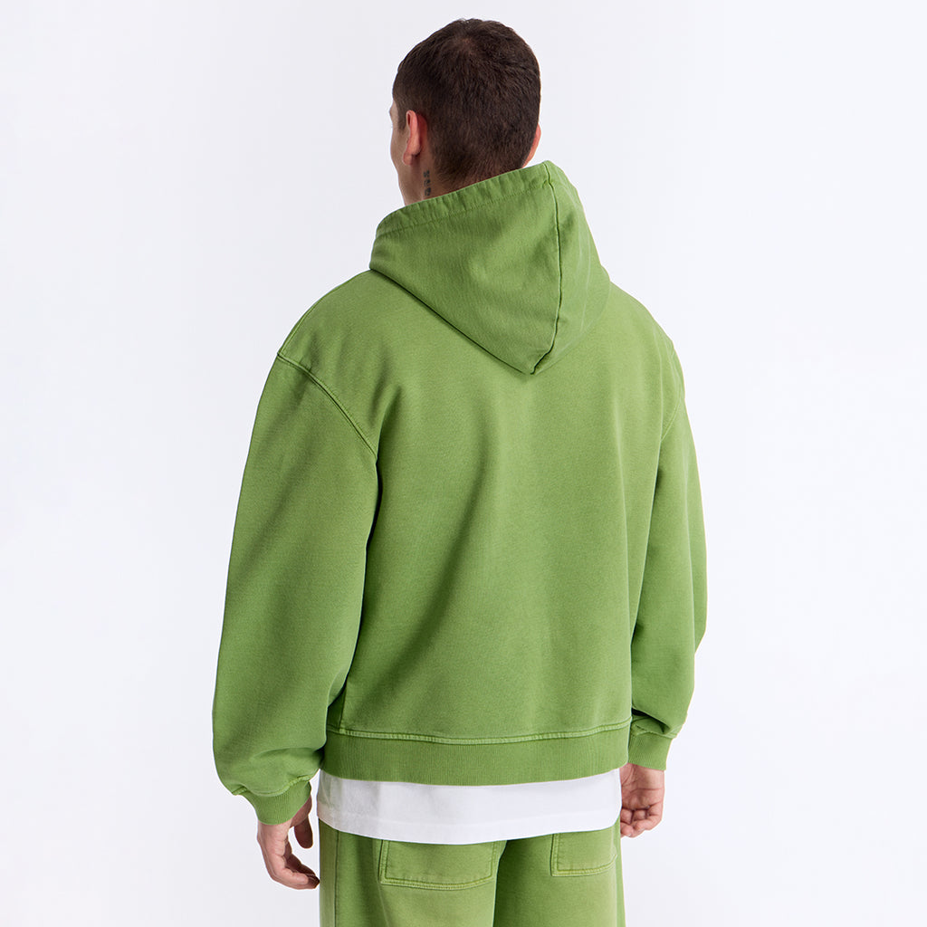 Sun Fade Yeşil Kapüşonlu Fermuarlı Boxy Fit Sweatshirt