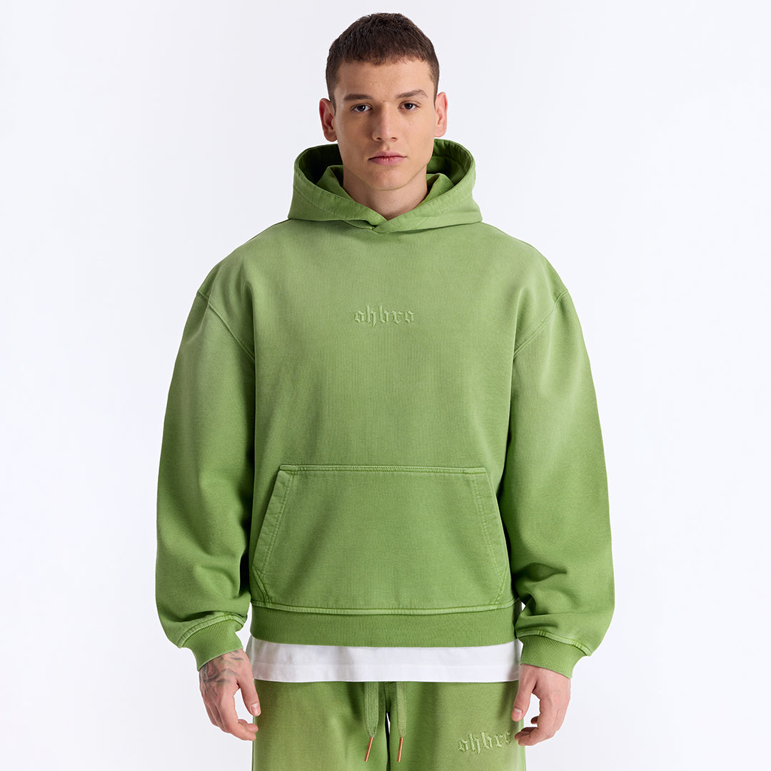Sun Fade Yeşil Kapüşonlu Boxy Fit Sweatshirt