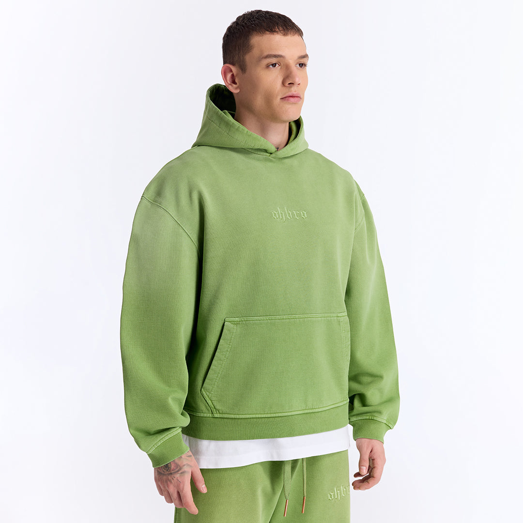 Sun Fade Yeşil Kapüşonlu Boxy Fit Sweatshirt