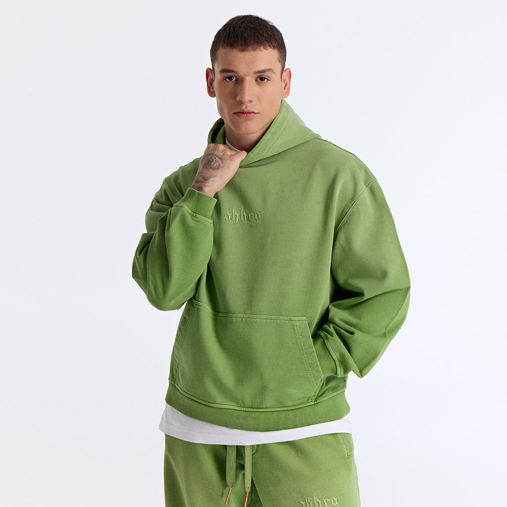 Sun Fade Yeşil Kapüşonlu Boxy Fit Sweatshirt