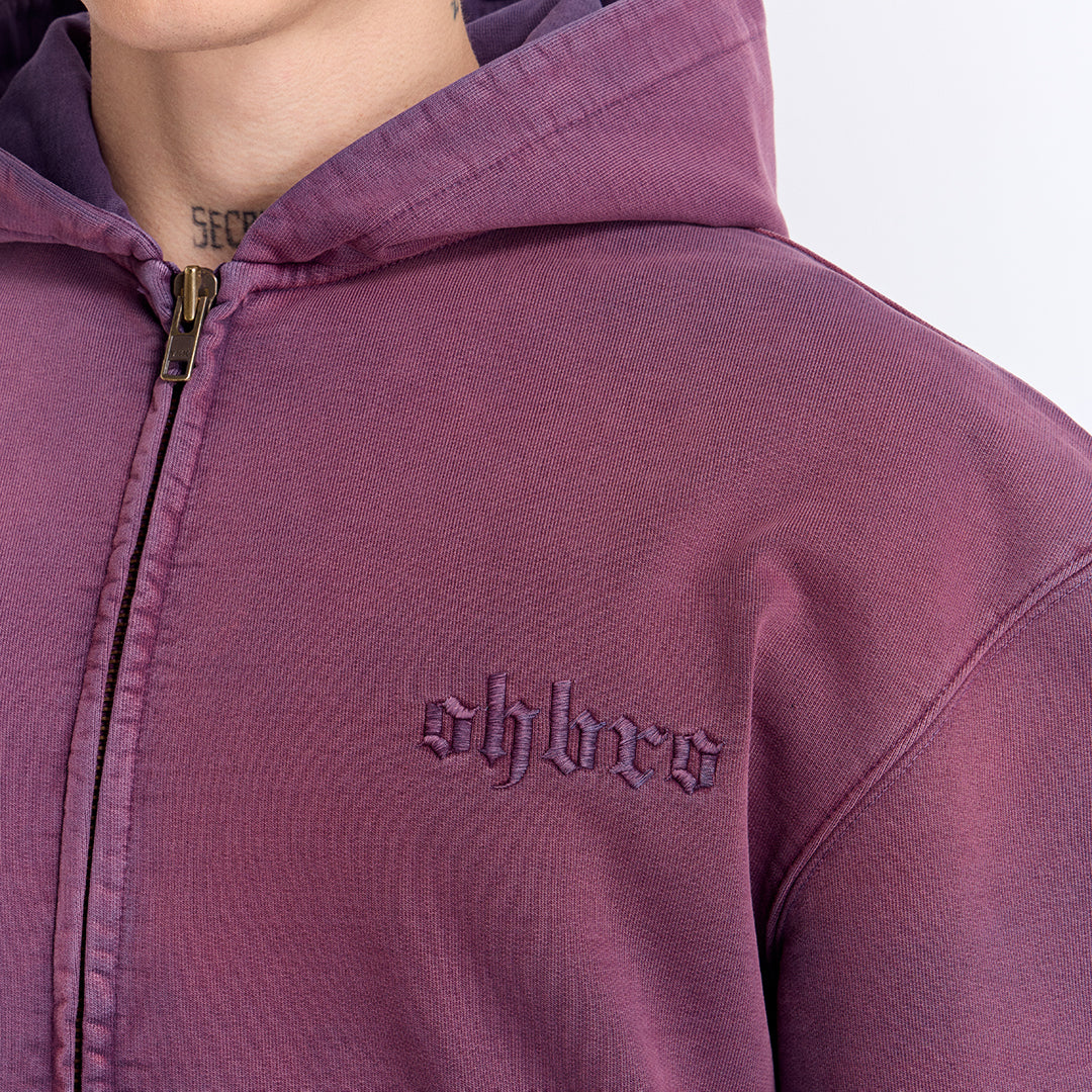 Sun Fade Mor Kapüşonlu Fermuarlı Boxy Fit Sweatshirt