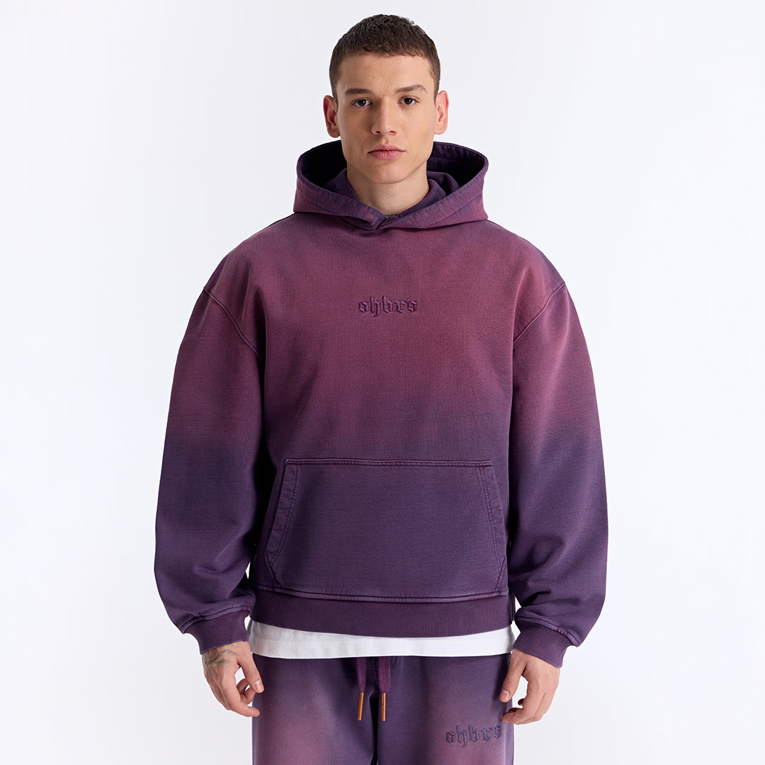 Sun Fade Mor Kapüşonlu Boxy Fit Sweatshirt
