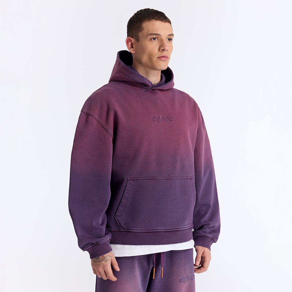 Sun Fade Mor Kapüşonlu Boxy Fit Sweatshirt