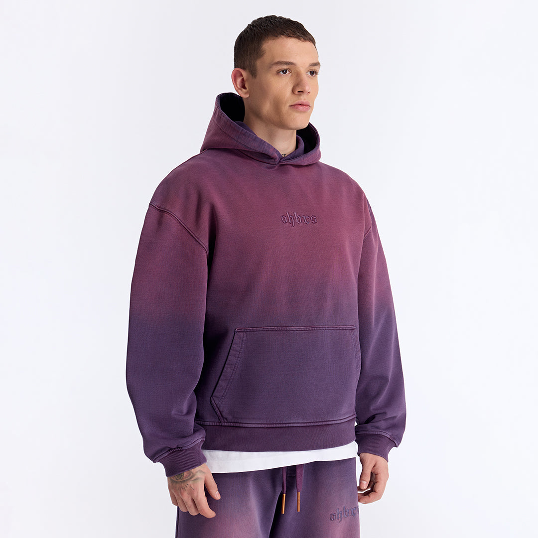 Sun Fade Mor Kapüşonlu Boxy Fit Sweatshirt