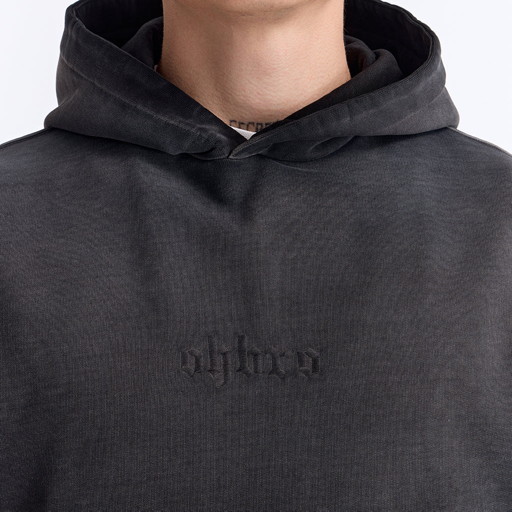 Sun Fade Siyah Kapüşonlu Boxy Fit Sweatshirt