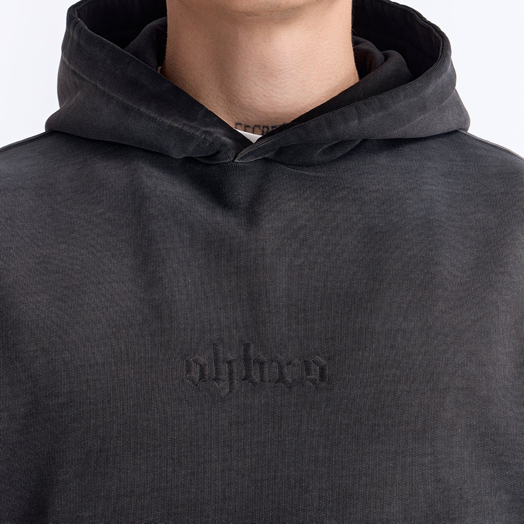 Sun Fade Siyah Kapüşonlu Boxy Fit Sweatshirt