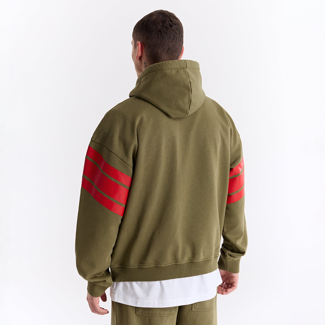 Haki 75 Baskılı Kapüşonlu Oversize Sweatshirt