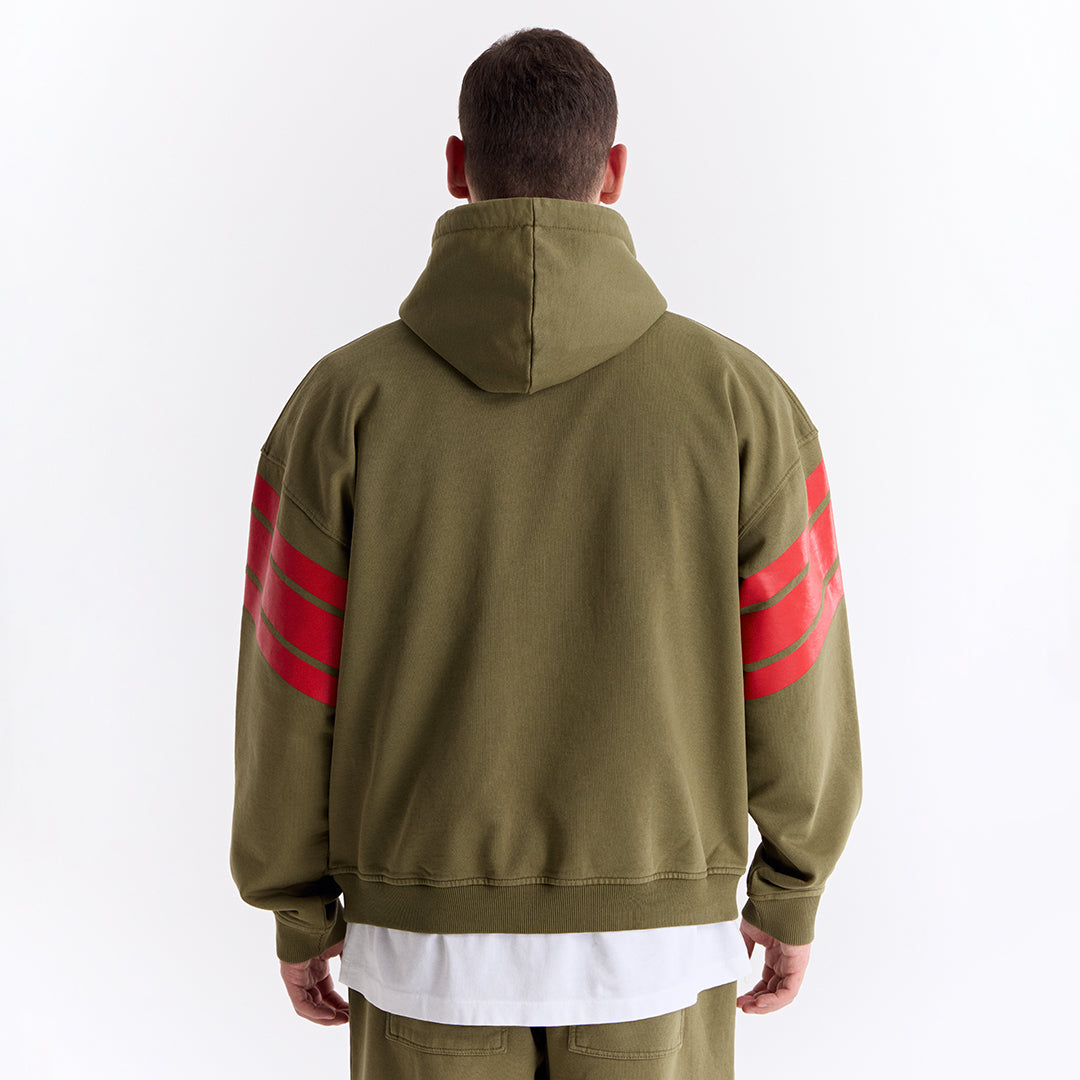 Haki 75 Baskılı Kapüşonlu Oversize Sweatshirt