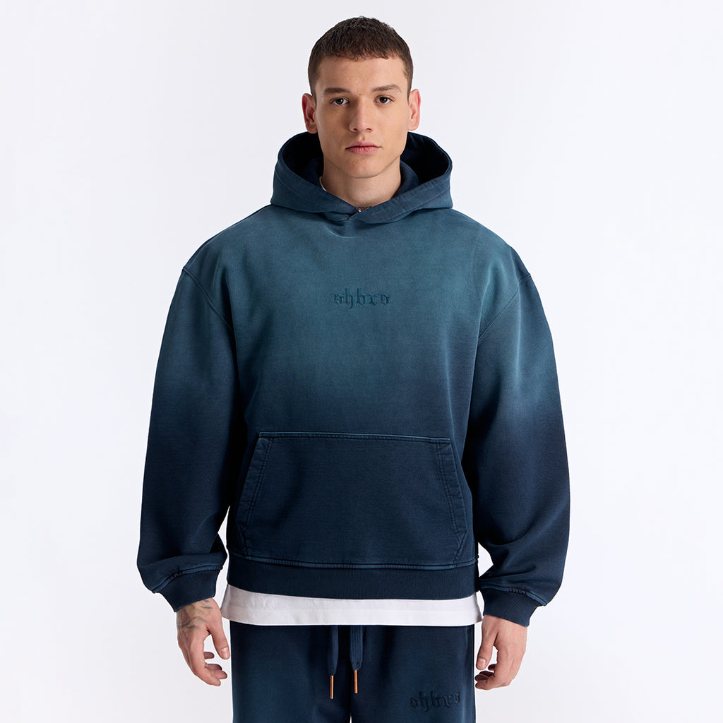 Sun Fade Lacivert Kapüşonlu Boxy Fit Sweatshirt