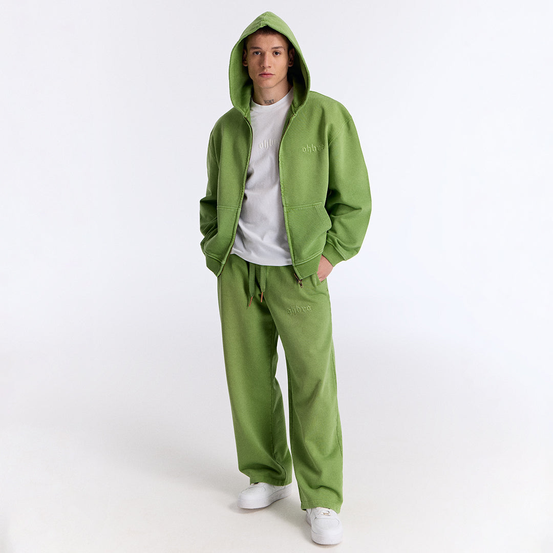 Sun Fade Yeşil Kapüşonlu Fermuarlı Boxy Fit Sweatshirt