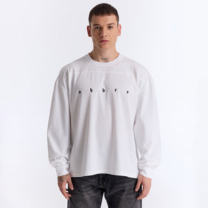 Beyaz Yıkamalı Oversize Uzun Kollu Tişört