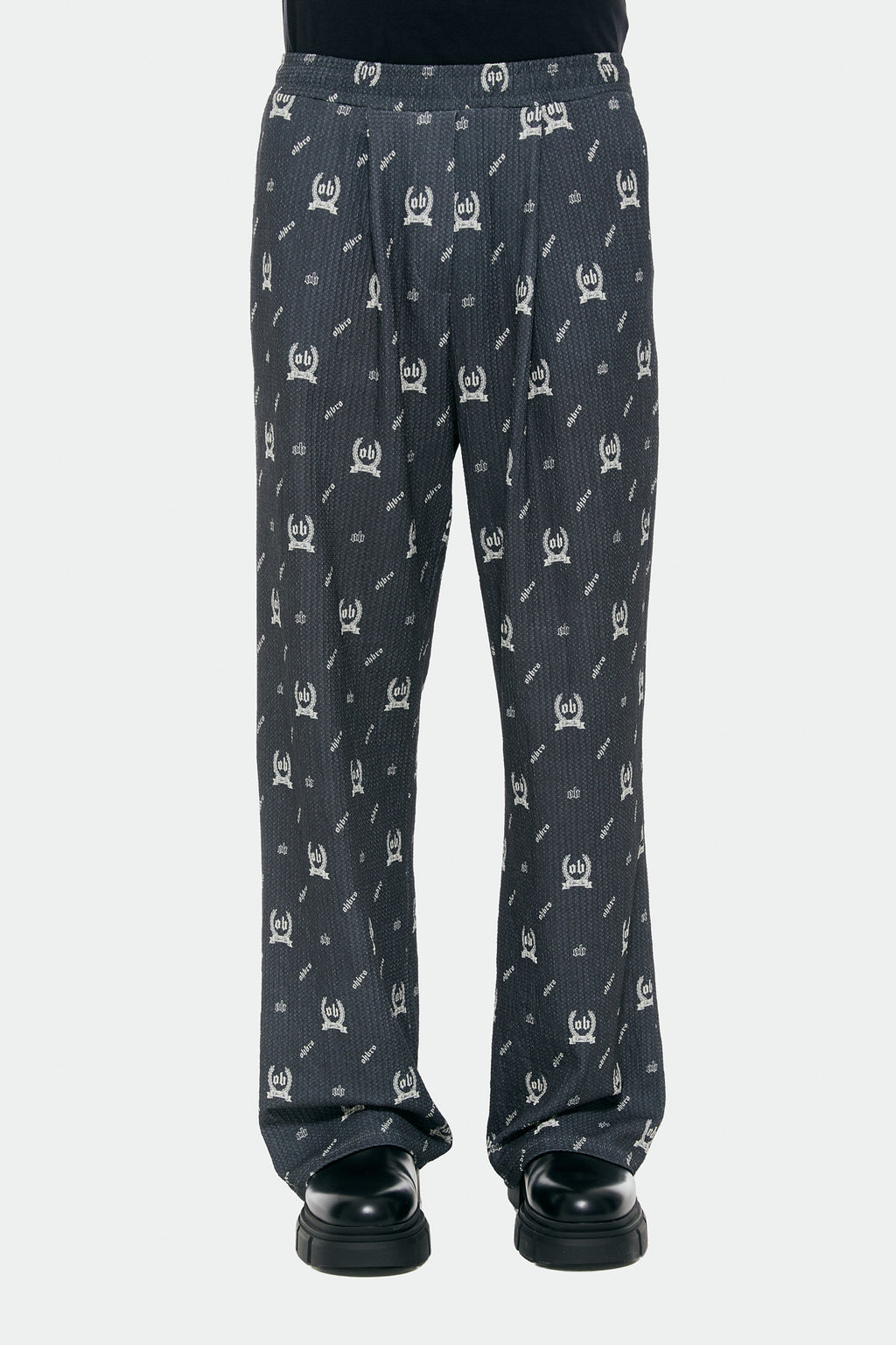 Monogram Desenli Antrasit Baggy Sokak Pijaması