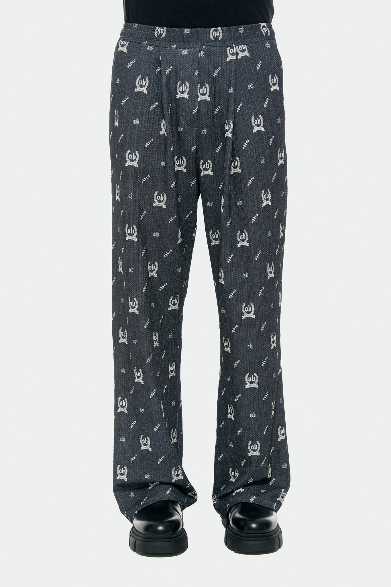 Monogram Desenli Antrasit Baggy Sokak Pijaması