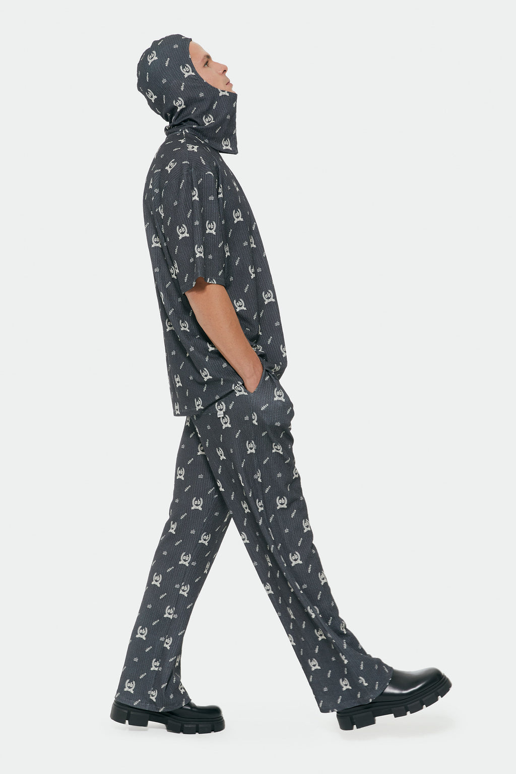 Monogram Desenli Antrasit Balaklava