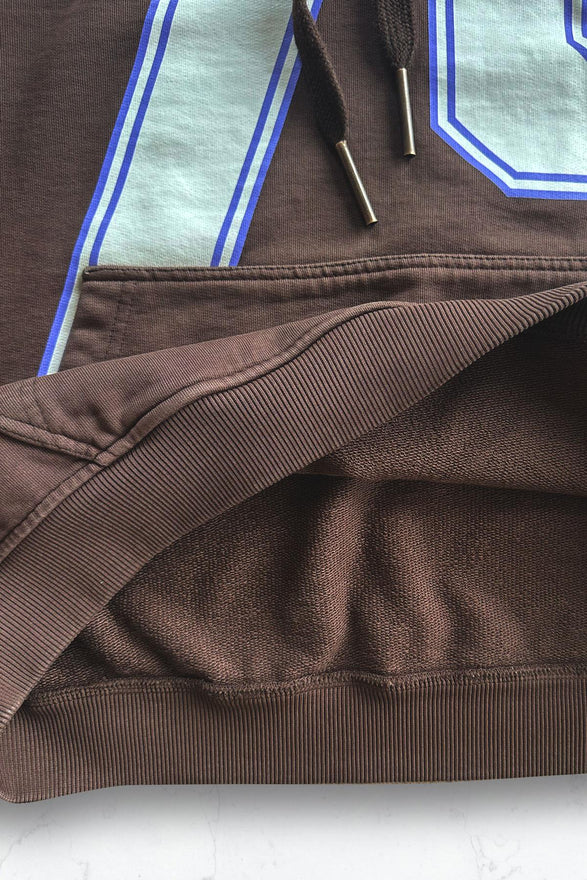 Kahverengi 75 Baskılı Kapüşonlu Oversize Sweatshirt
